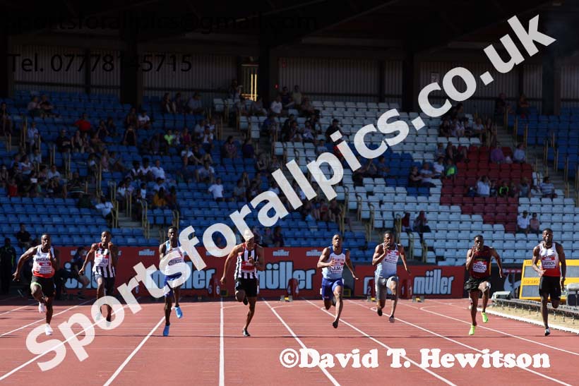 Mens 100 metres, Muller British Championships, Alexander Stadium, Birmingham. Photo: David T. Hewitson/Sports for All Pics